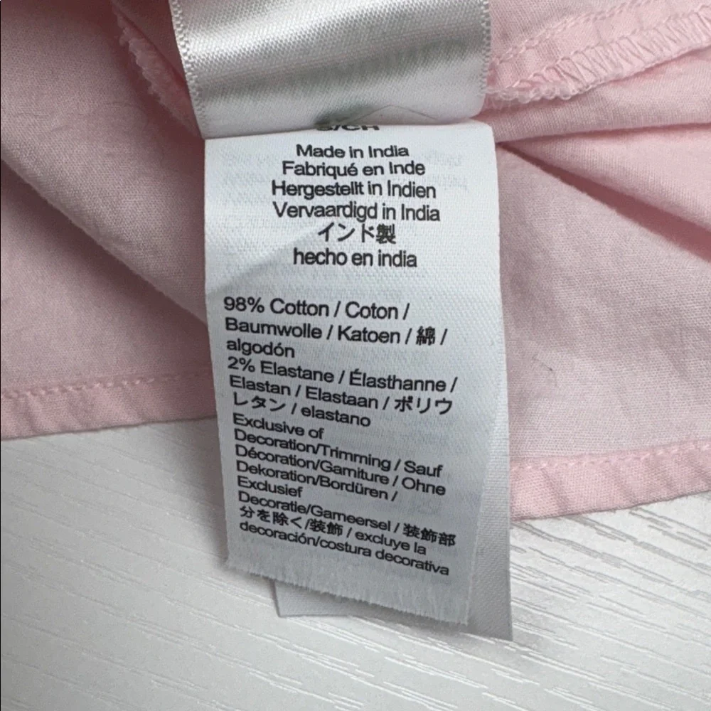 J. Crew Cotton Poplin Pleated Eyelet Puff Sleeve Popover Shirt Pink Small
